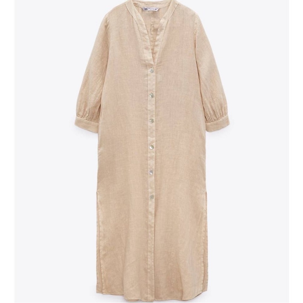 Zara Beige Midi Dress - Picture 3 of 7